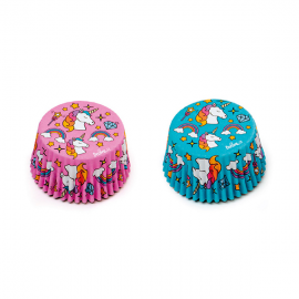 PIROTTINI PER CUPCAKES - MAGIC UNICORN Rosa e Blu 50x32mm PZ.36