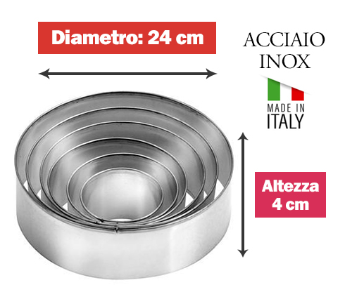 COPPAPASTA CERCHIO LISCIO INOX DIAM. 24cm x 4h.