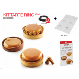 KIT TARTE RING Ø80 - 6 Anelli in materiale termoplastico + stampo in silicone da 6 cavità Silikomart