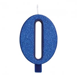 CANDELINA NUMERO 0 BLU GLITTER