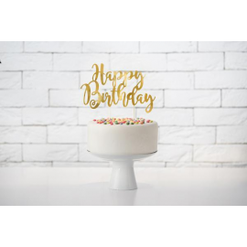 CAKE TOPPER HAPPY BIRTHDAY ORO 22,5 cm