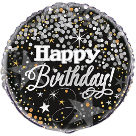 PALLONCINO MYLAR - FOIL HAPPY BIRTHDAY GLITTERING - 45cm