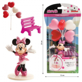 KIT CAKE TOPPER: MINNIE CON PALLONCINI E PANCHINA 8,5cm