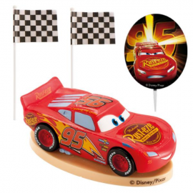 KIT CAKE TOPPER: CARS CON PICK E BANDIERINE 8,5cm