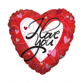 PALLONCINO CUORE GRANDE ROSSO CON I LOVE YOU SUPERSHAPE 91cm