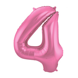 PALLONCINO MYLAR NUMERO \\"4\\" ROSA SATINATO - 86cm