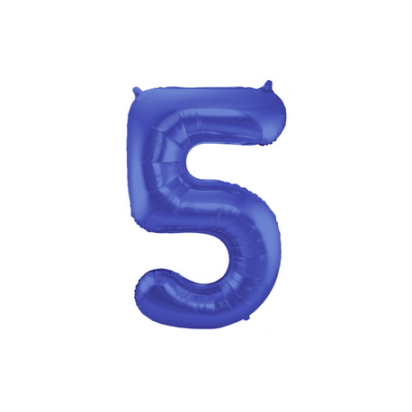 PALLONCINO MYLAR NUMERO 5 BLU SATINATO - 86cm