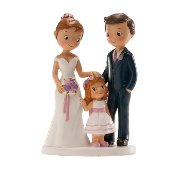 CAKE TOPPER COPPIA DI SPOSI CON BAMBINA 16cm