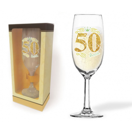 Coppia di Flute in plastica per 50 ANNIVERSARIO nozze d'oro - idea