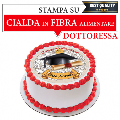 Cialda personalizzata LAUREA LEI tonda (stampa su fibra alimentare)