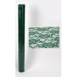 RUNNER ORGANZA MERLETTO VERDE 48cm x 2,70mt