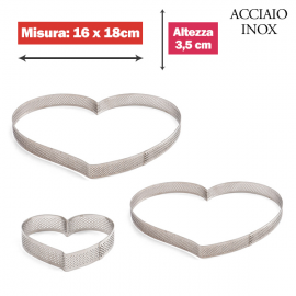 FASCIA MICROFORATA CUORE (acciaio inox) 16 cm x 18 cm x 3,5cm h.