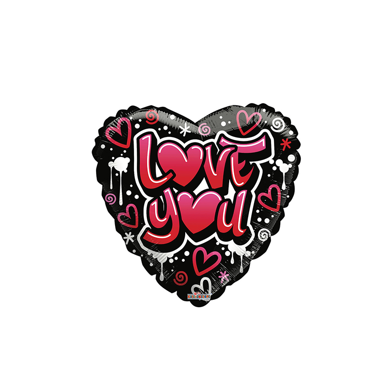 PALLONCINO LOVE YOU GRAFFITI CUORE FOIL STANDARD ø 45cm