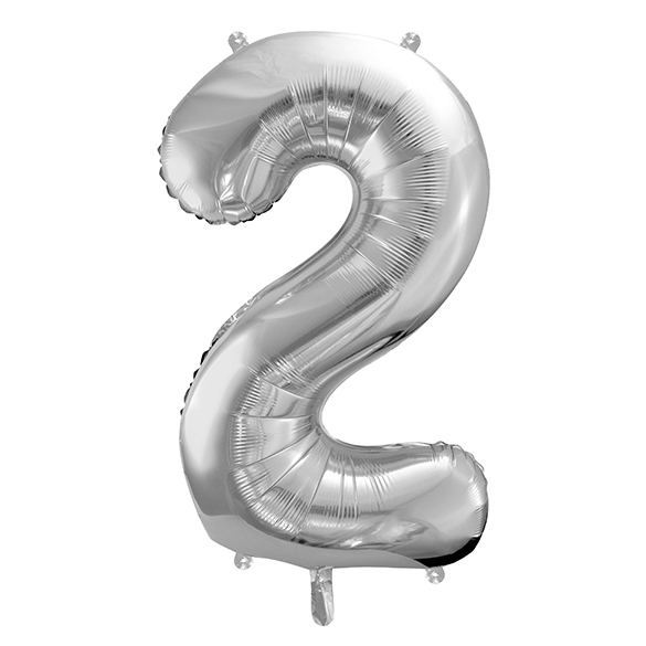 PALLONCINO MYLAR NUMERO 2 ARGENTO - 86cm