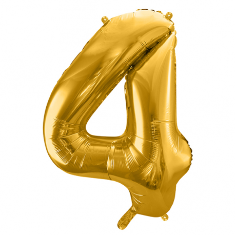 PALLONCINO MYLAR NUMERO 4 ORO - 86cm