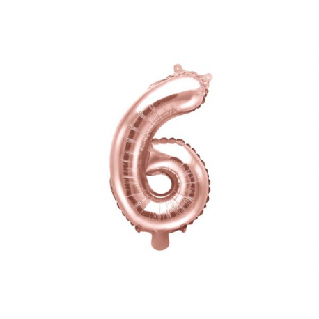 PALLONCINO PICCOLO MYLAR NUMERO 6 ROSA GOLD - 35cm